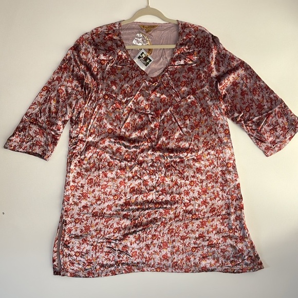 April Cornell Velvet Floral Tunic Women’s Sz XL Bohemian Amethyst - Picture 1 of 11